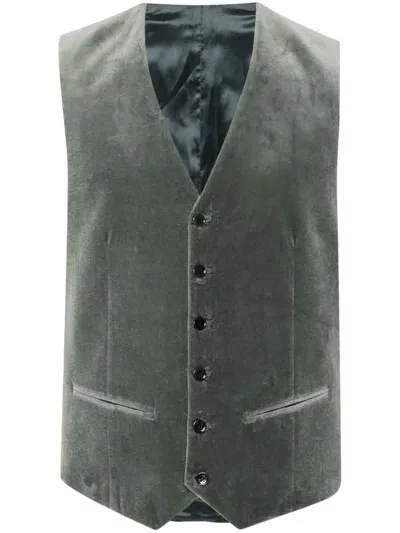 Fursac Velvet Waistcoat In Green