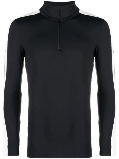 Fusalp Stripe-panel Half Zip Active Top In Schwarz