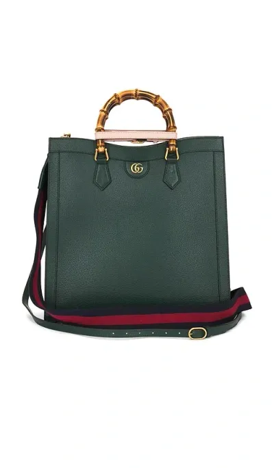 Fwrd Renew Gucci Bamboo Diana 2 Way Handbag In Green