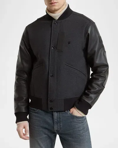 G-star Raw Men's Tonal Wool And Leather Varsity Jacket In Shadow