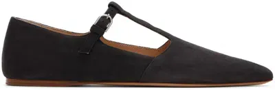 Gabriela Hearst + Net Sustain Lola Ballerina Organic Cotton-velvet Mary Jane Point-toe Flats In Blk Black