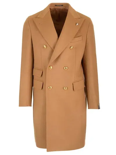 Gabriele Pasini Double-breasted Coat In Cashmere Wool In Brown