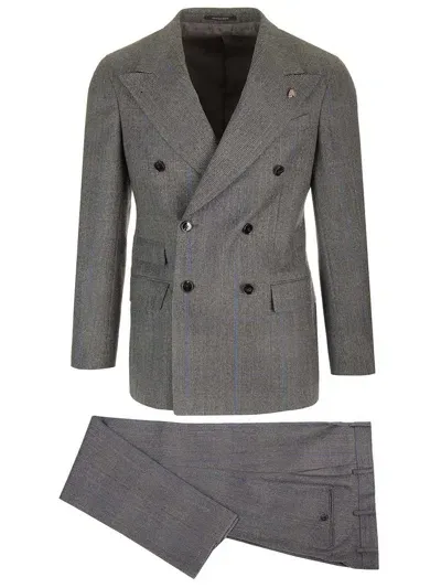 Gabriele Pasini Double Breasted Prince Of Wales Suit In Grey