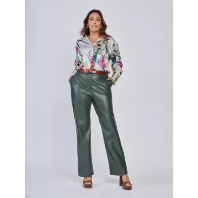 Gabriella Rossetti Francesca Faux Leather Pant In Olive