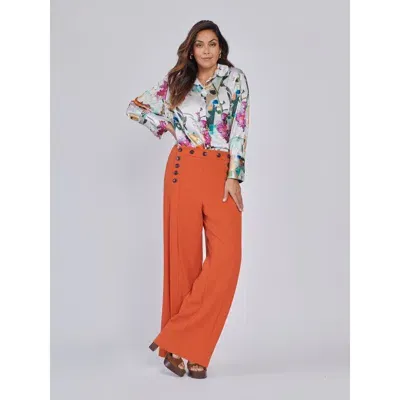 Gabriella Rossetti Marinaia Wide Leg Button Detail Pant In Amber