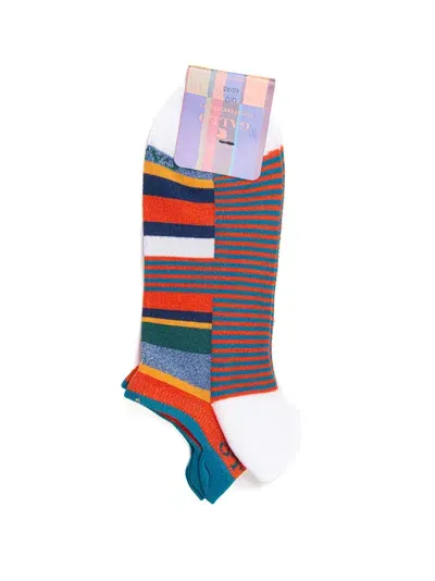 Gallo No-show Socks In Bianco-arancio