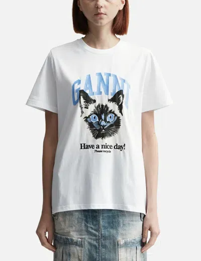 Ganni Graphic-print T-shirt In White