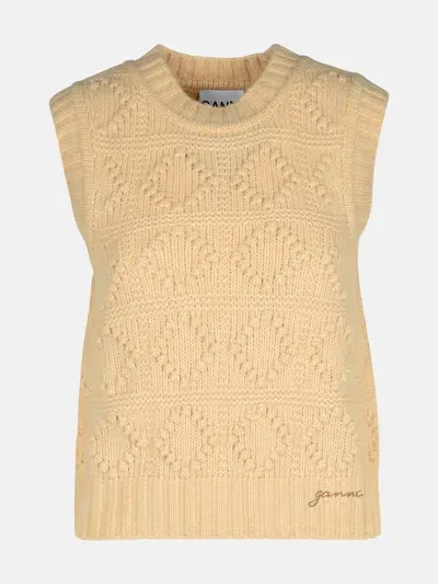 Ganni Beige Wool Blend Vest