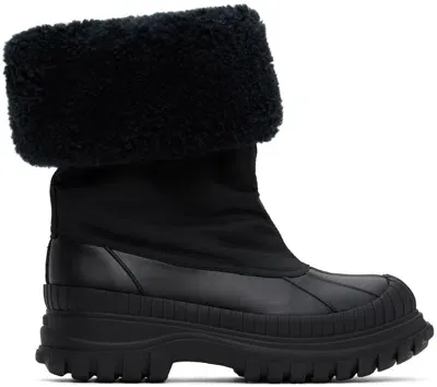 Ganni Black Outdoor High Shaft Faux-shearling Boots