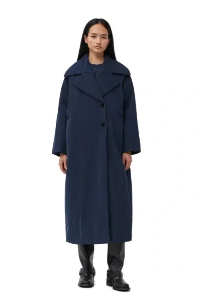 Ganni Blue Light Twill Coat