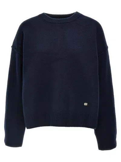 Ganni Dark Blue Wool Jumper In Sky Captain