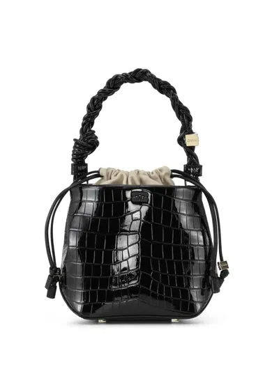 Ganni Bou Bucket Bag Woman Black In Leather In 099 Black