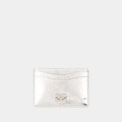 Ganni Bou Card Holder In Silver