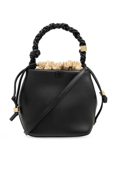 Ganni Bou Bucket Recycled Leather Bag In Black