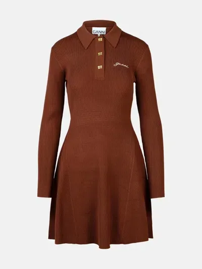 Ganni Brown Viscose Blend Dress