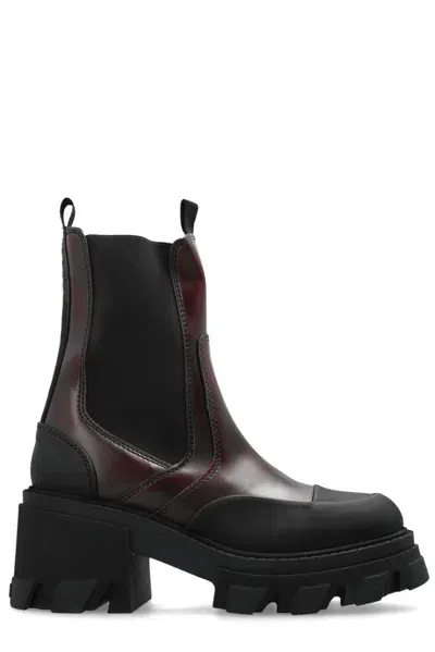 Ganni Chunky Sole Chelsea Boots In Red