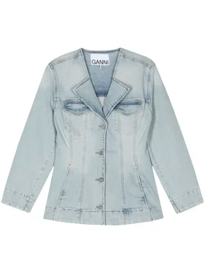 Ganni Denim Blazer In Blue