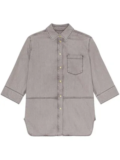 Ganni Denim Shirt In Gray