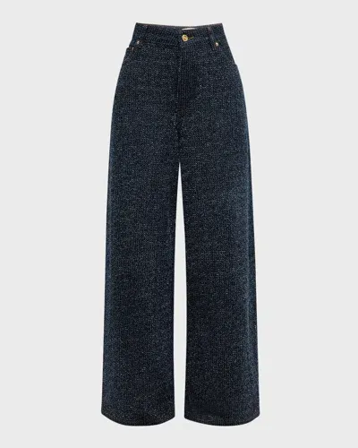 Ganni Denim Wide Jeans In Rinse