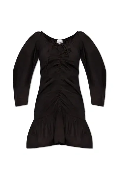 Ganni Dress From Organic Cotton In Black