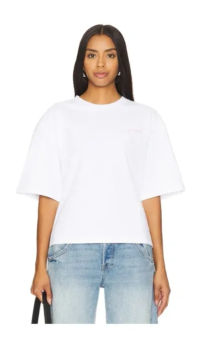 Ganni Drop Shoulder T-shirt In 브라이트 화이트