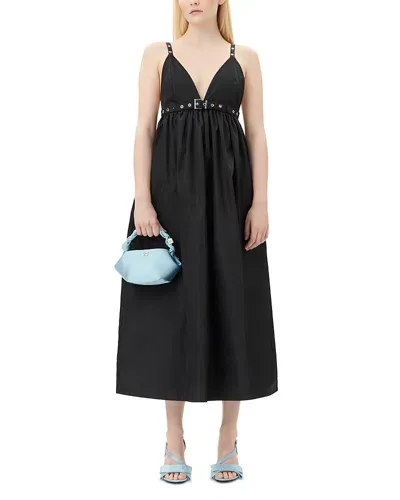 Ganni Duchesse Strap Dress In Black