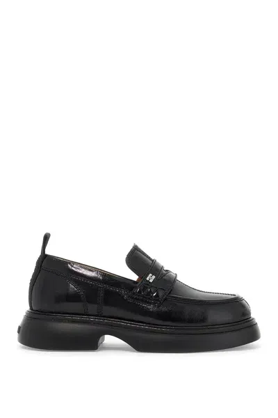 Ganni 25mm Everyday Faux Leather Loafers In Black