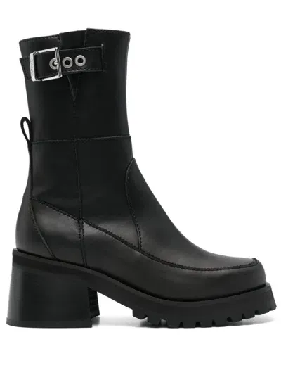 Ganni Ankle Boots With Buckle In Black