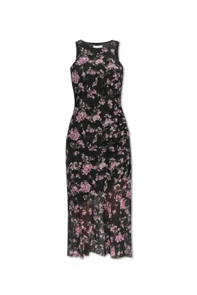 Ganni Floral Pattern Dress In Black