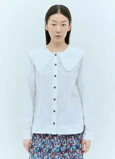 Ganni Frill Collar Shirt In White