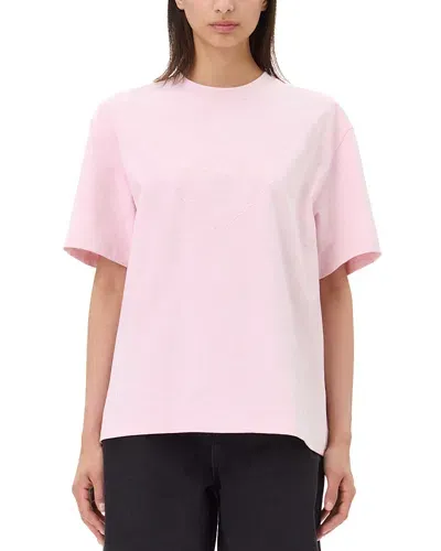 Ganni Heart Logo Tee In Chalk Pink