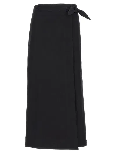 Ganni 'herringbone Canvas' Skirt In Black