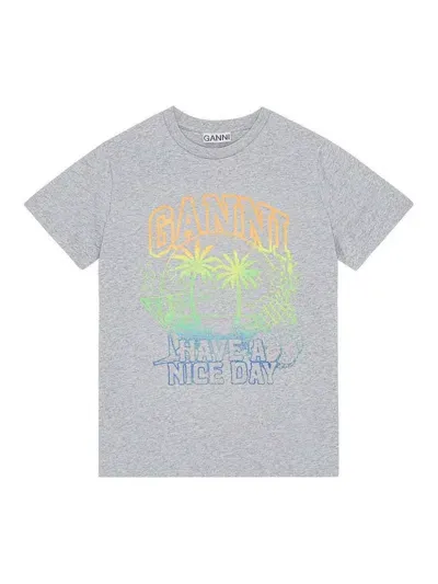 Ganni Holiday  T-shirt In Gris