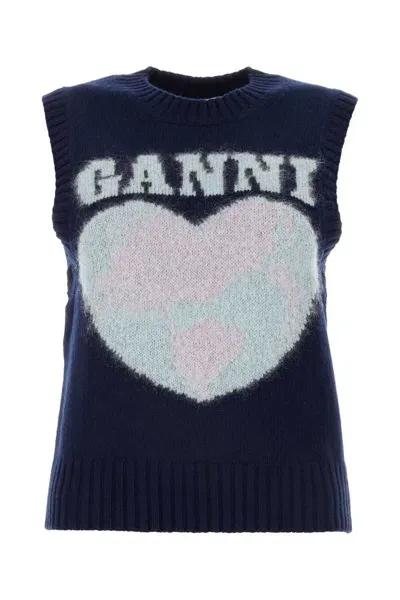 Ganni Jackets And Vests In Light Blue