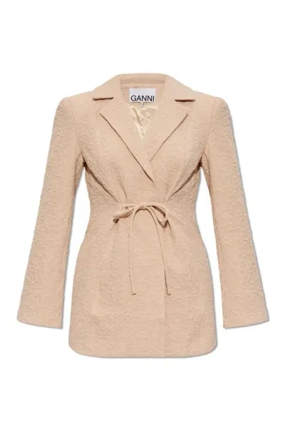 Ganni Jacquard Blazer In Beige