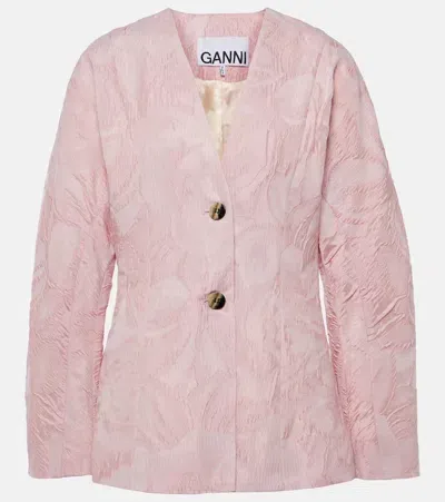 Ganni Jacquard Blazer In Bleached Mauve