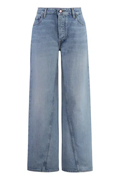 Ganni Jozey Wide-leg Jeans In Navy