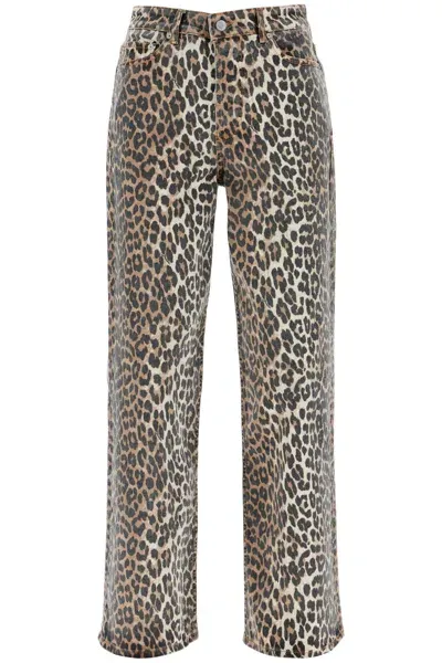 Ganni Leopard Print Izey Jeans In Animal Print