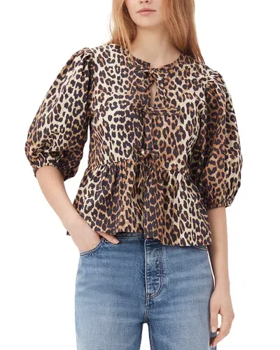 Ganni Leopard Cottonpoplin Blouse