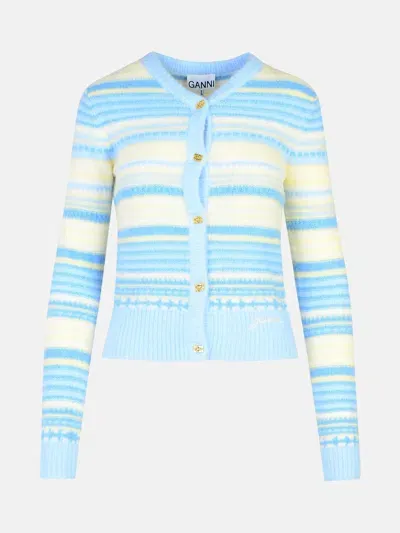 Ganni Light Blue Alpaca Blend Cardigan