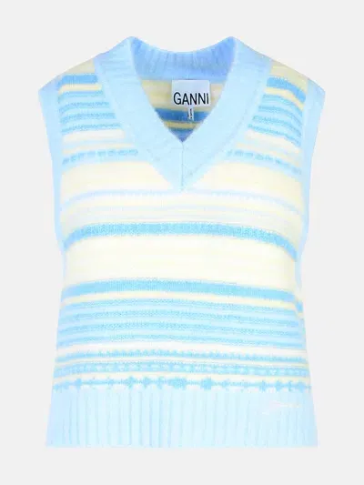 Ganni Light Blue Alpaca Wool Blend Vest