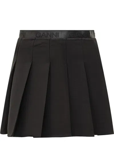 Ganni Light Twill Mini In Black