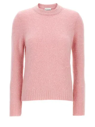 Ganni Logo Embroidery Sweater In Pink