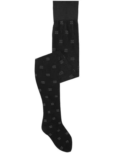 Ganni Long Socks With Logo In Black