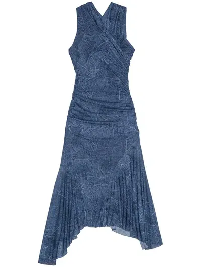 Ganni Marl Midi Dress In Blue