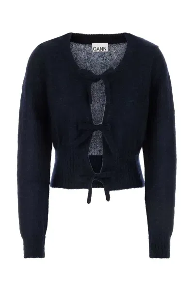 Ganni Midnight Blue Mohair Blend Cardigan