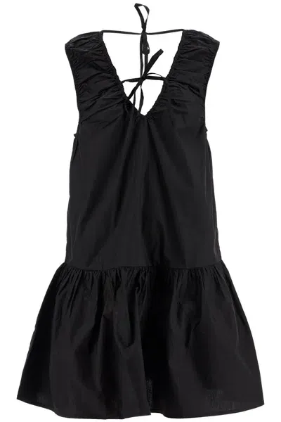 Ganni Mini Cotton Poplin Dress In 9 In Black