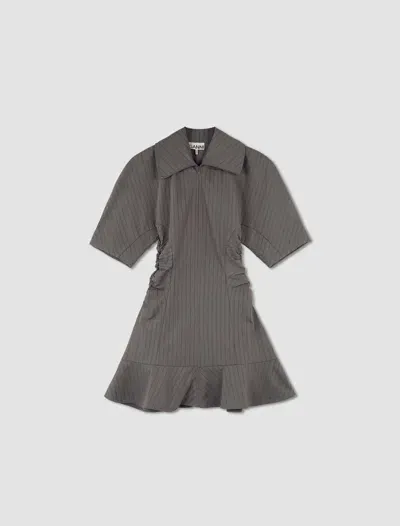 Ganni Mini Stripe Suiting Dress In Mirage Gray