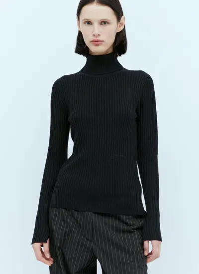 Ganni Open Back Wool Sweater In Black