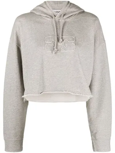 Ganni Hoodie Mit Logo In Grey